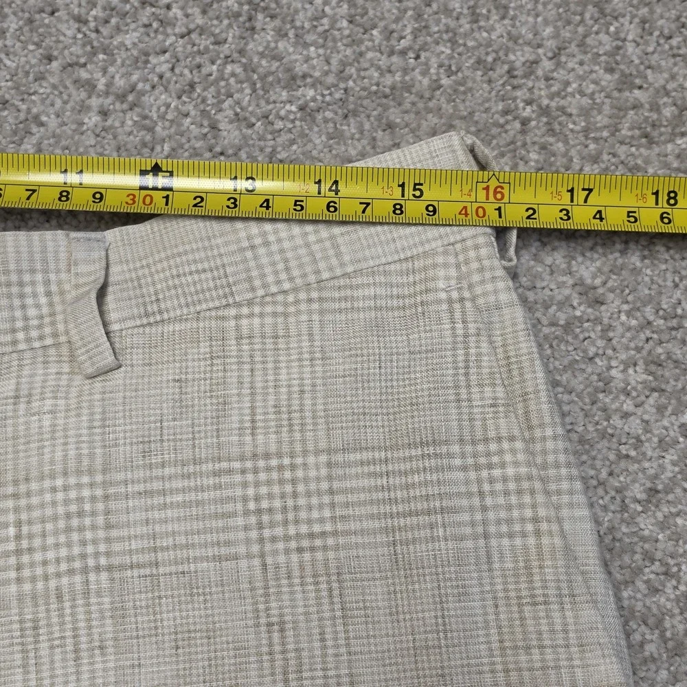 Suitsupply T.B.M. Mens Pure Linen Plaid Dress Pants Beige Tan Flat Front Trouser